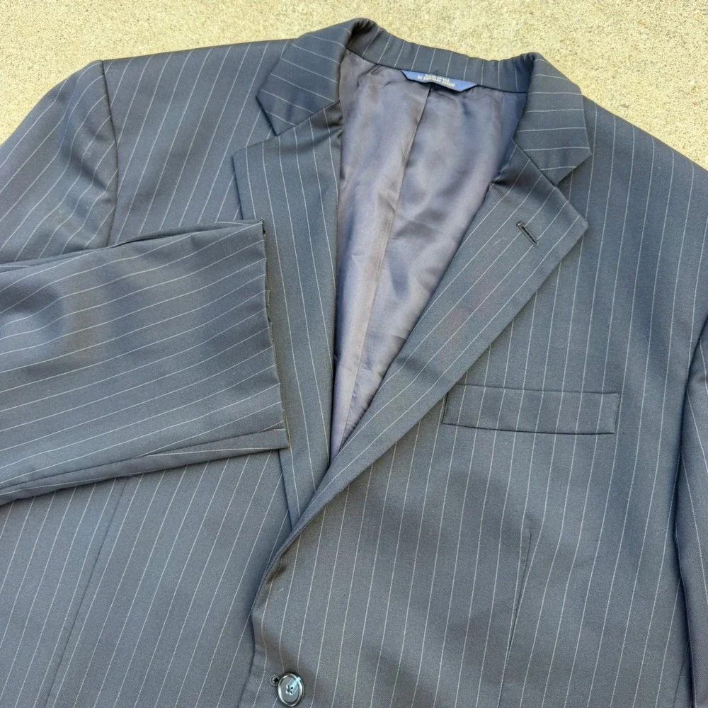 Brooks Brothers Sport Coat Mens 44R Navy Pinstripe 1818 Madison Wool Blazer USA